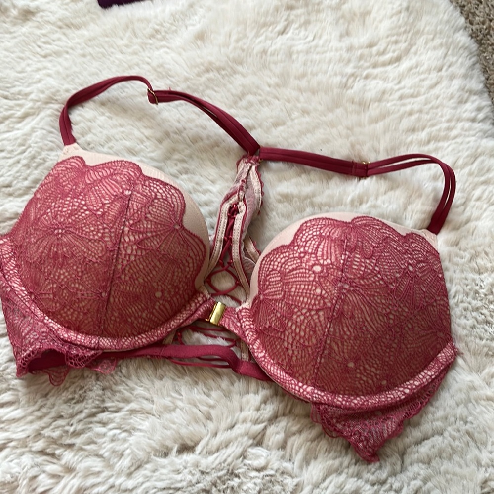 Pink Very Sexy Push Up bra with lace racerback detail